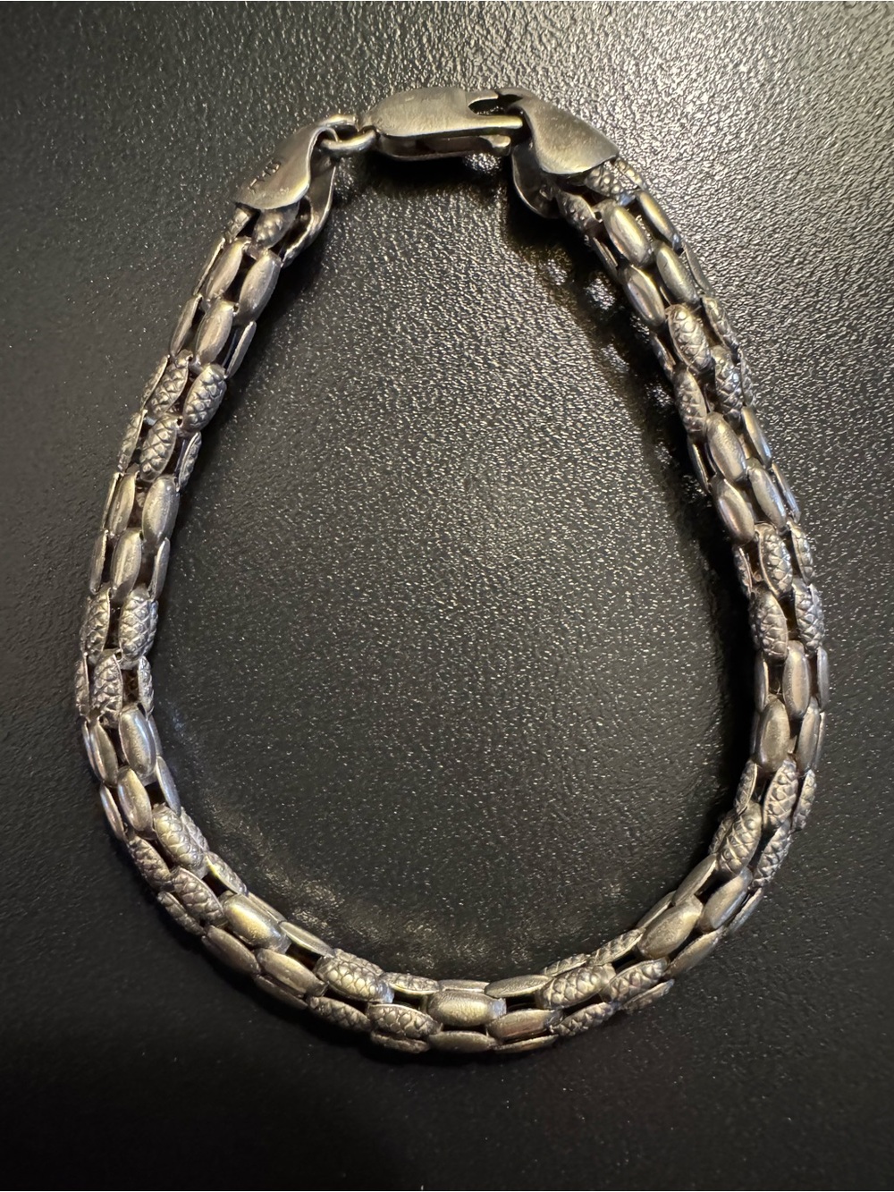 Vintage Italy 925 Sterling Silver Textured Multi Row Link Bracelet - 7.5”